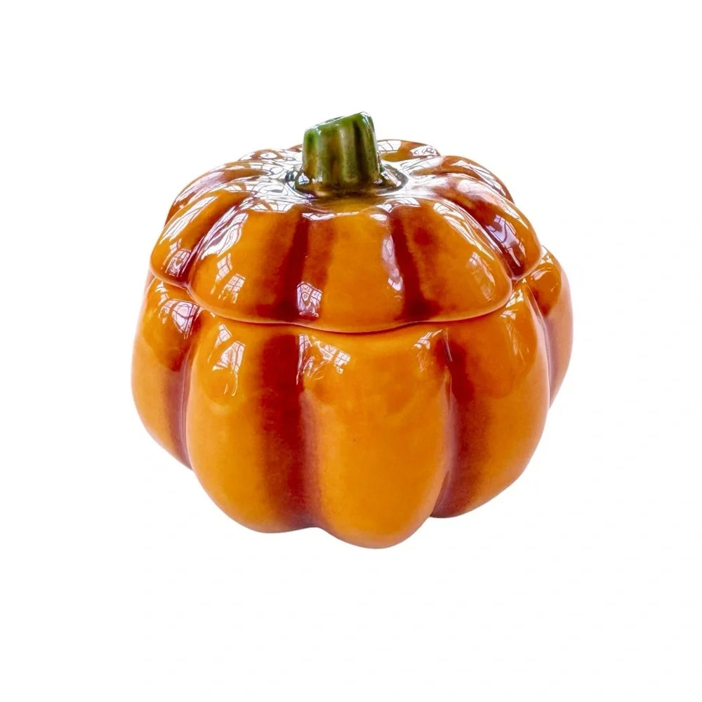 Olfaire Ceramic Pumpkin with Removable Lid Tureen Candy Dish made in Portugal